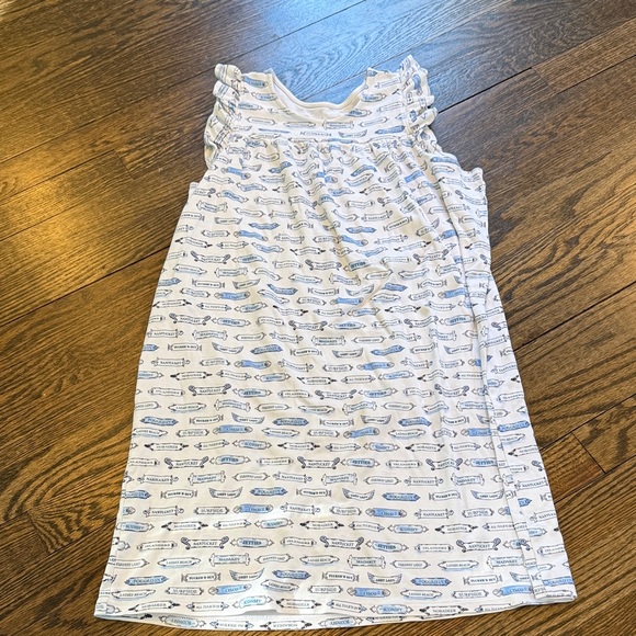 Girls White Nightgown with Light Blue Arrow Print - Kids Pajamas